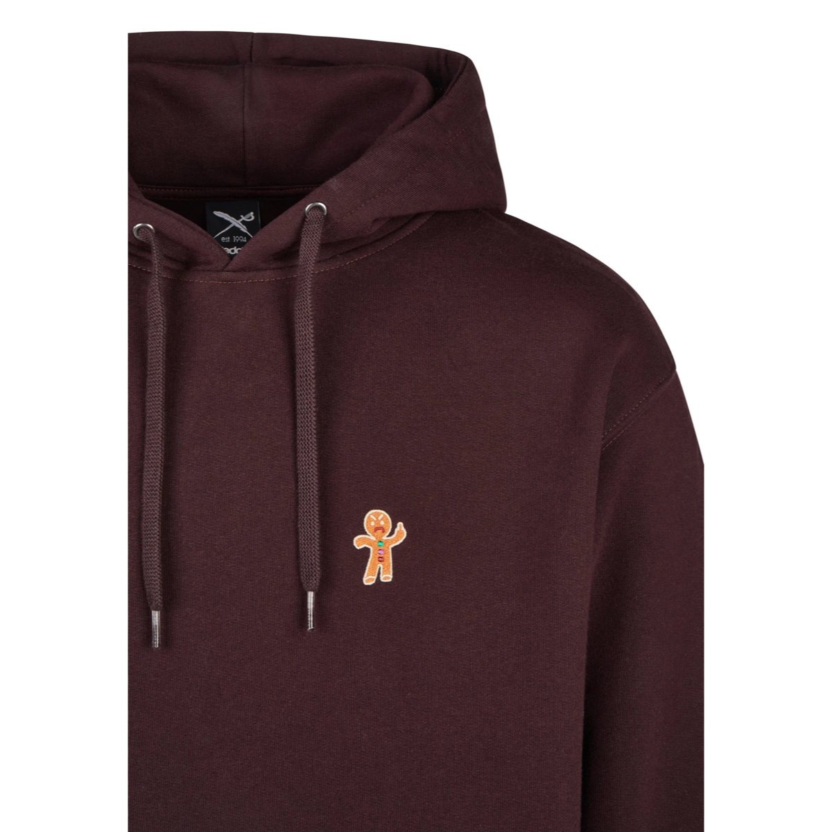 Sweat à capuche, bordeaux, poche kangourou, cordons de serrage, pendentif en pain d'épices