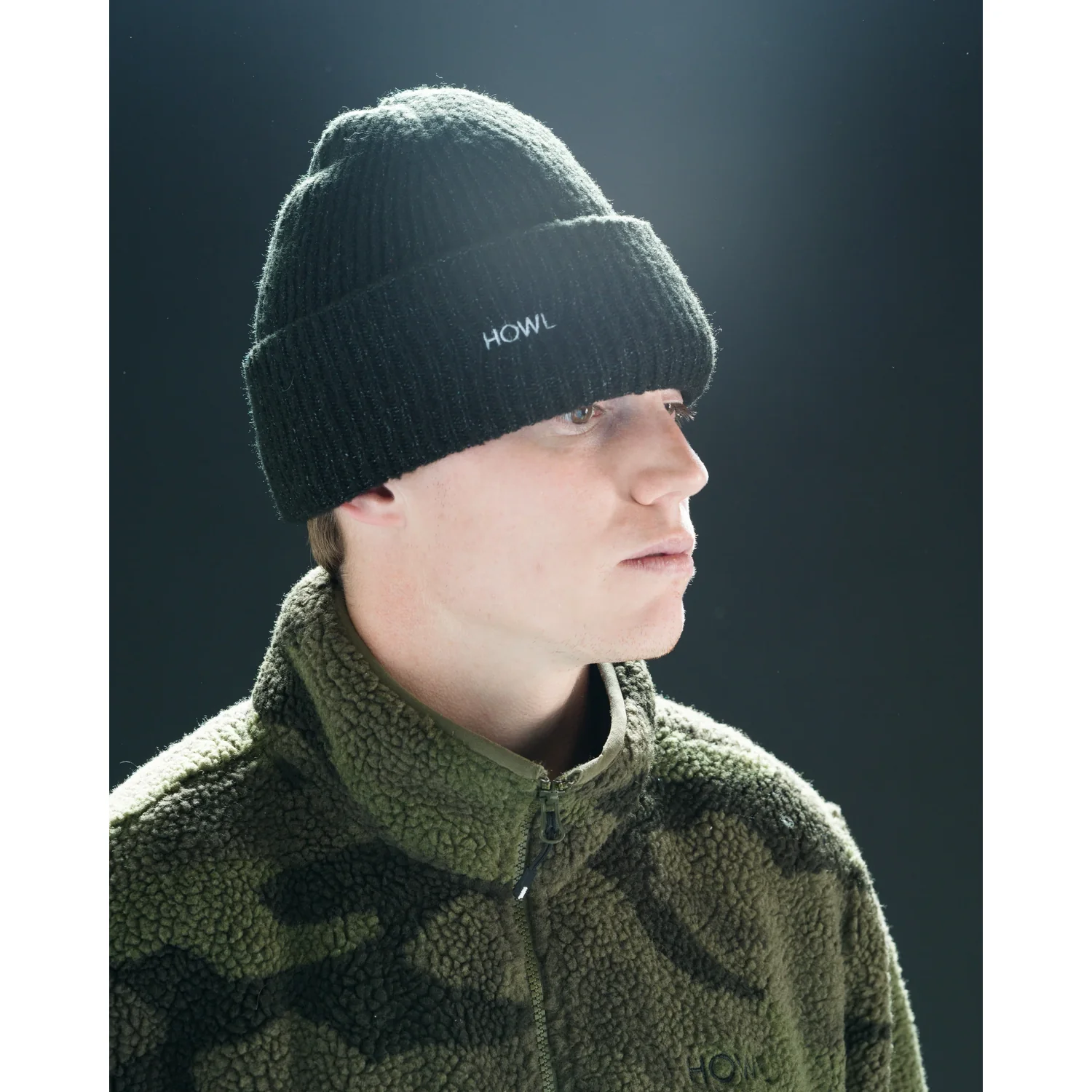 Beanie, Knitwear, Schwarz, Mütze, Winter-Accessoire, Strickmütze, Schwarz, Umschlagrand, Rippstrick, Logo-Stickerei