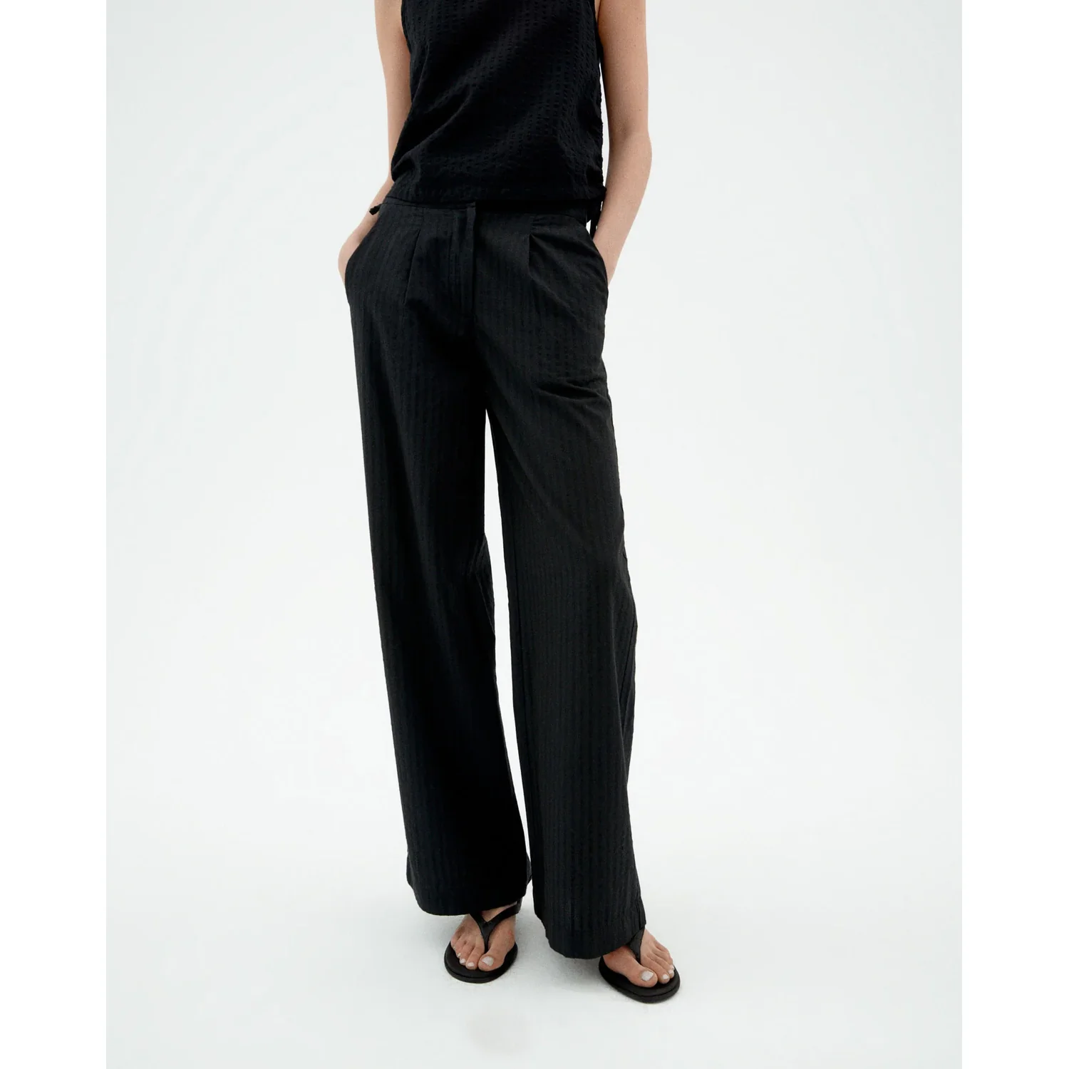 ThinkingMu Manolita Pants Black Seersucker, vue 4