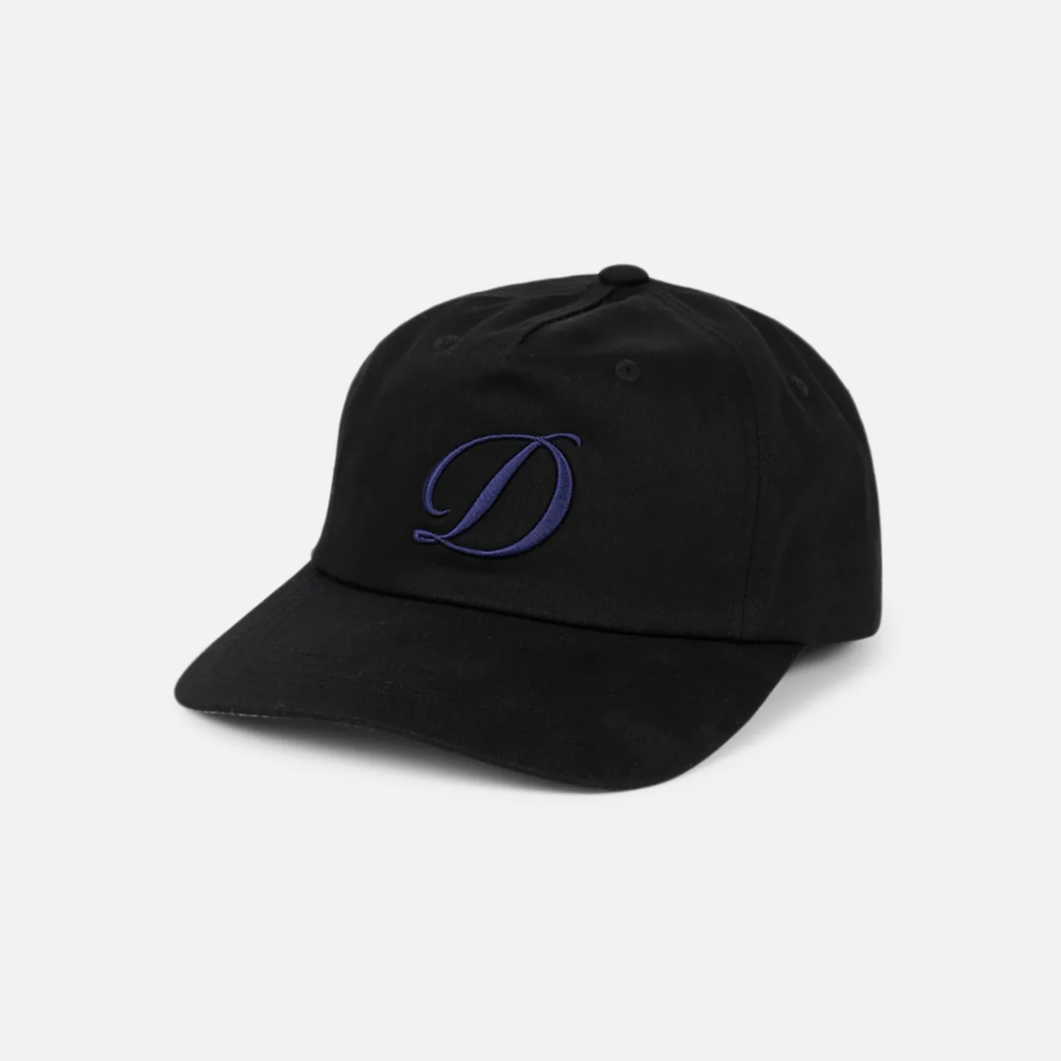 Casquette de baseball, noire, visière courbée, « D » brodé, coton