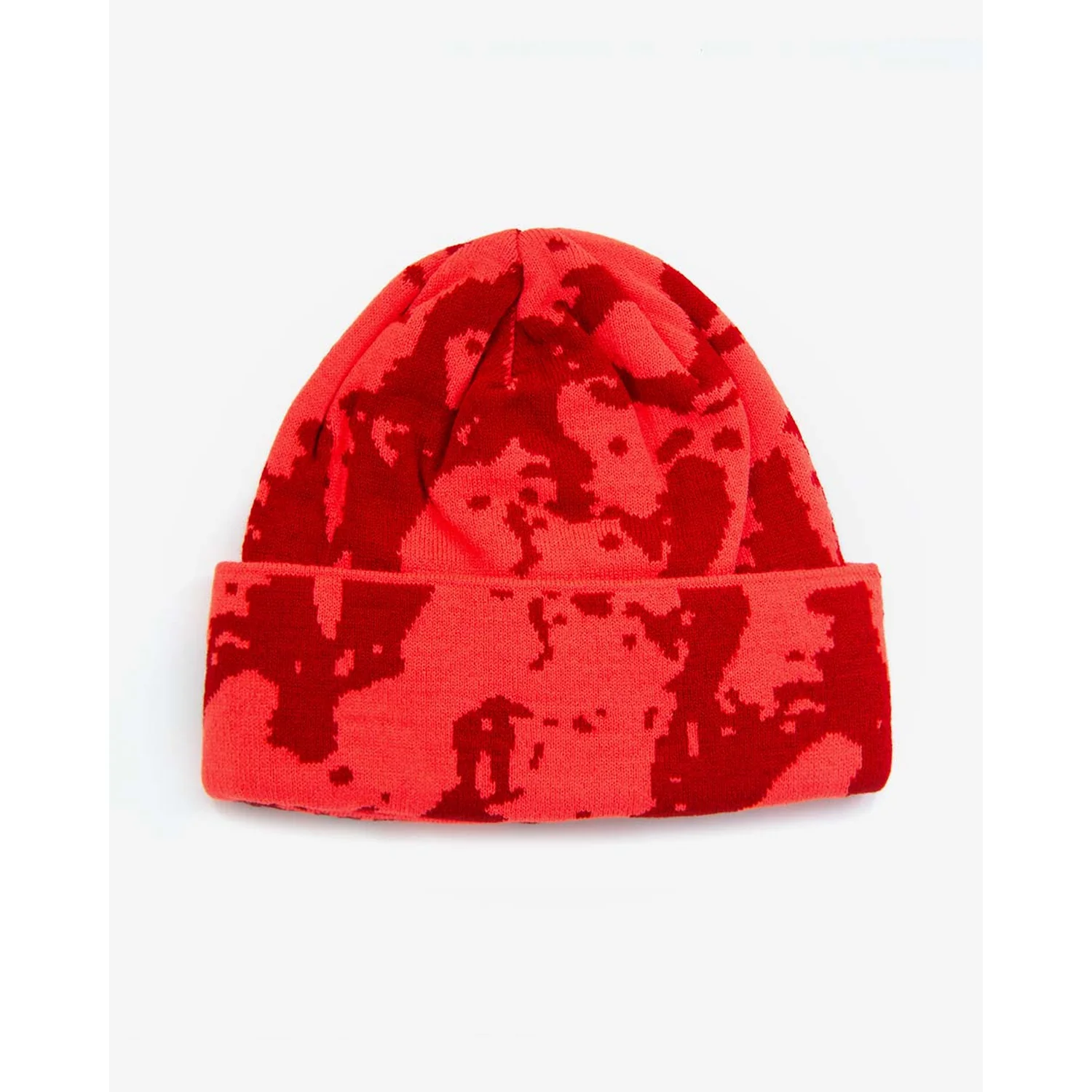 Faceshot Beanie Bonnet tricoté, bord rabattu, rouge, motif camouflage