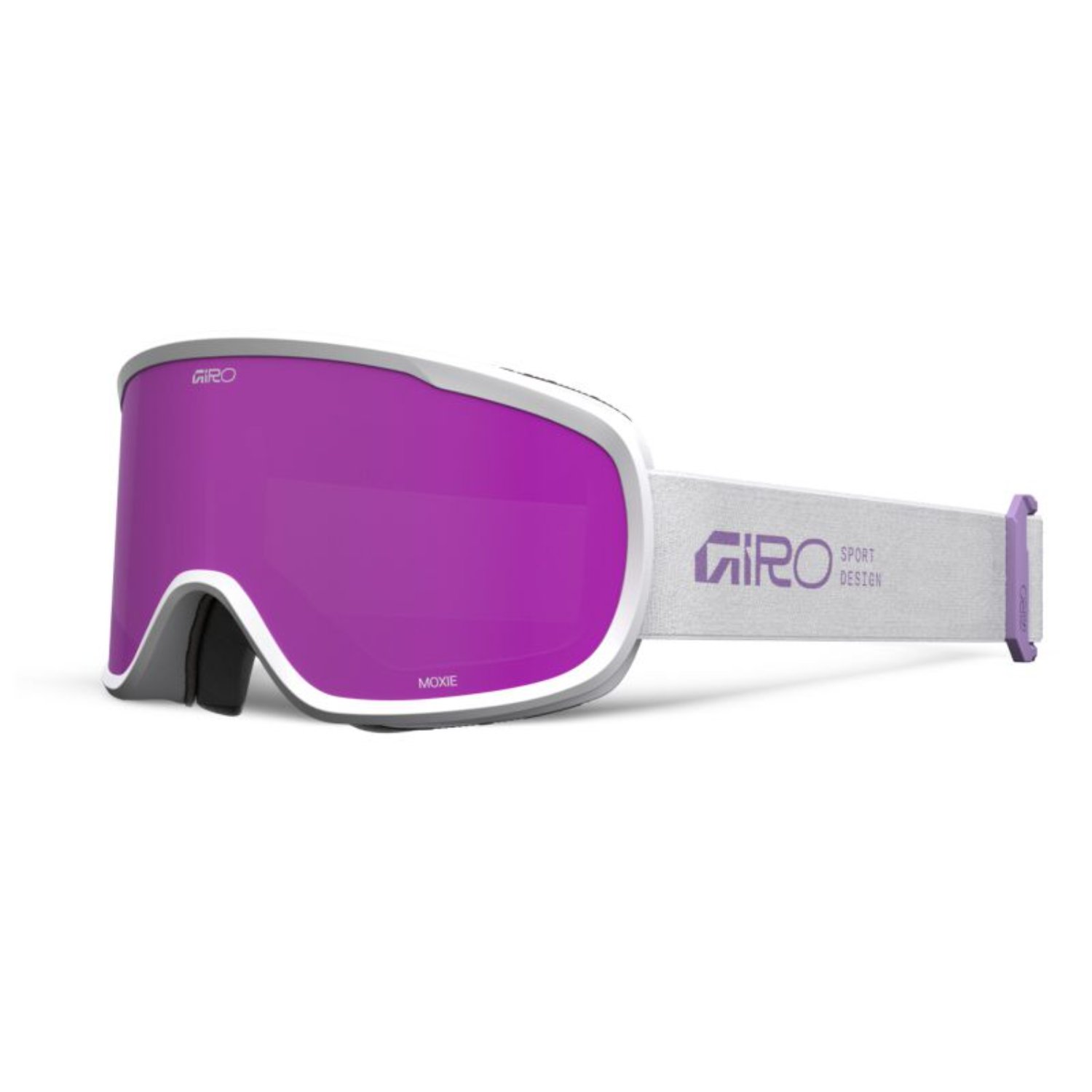W Moxie Flash Goggle Lunettes de neige, verres violets, monture blanche, sangle élastique, design sportif