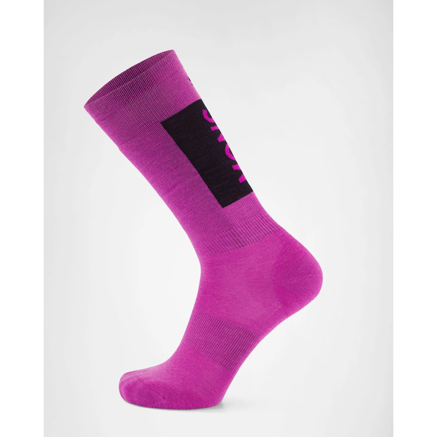 Atlas Mer. Snow Sock Sportsocke, Magenta, Schwarzer Aufdruck, Rippbündchen