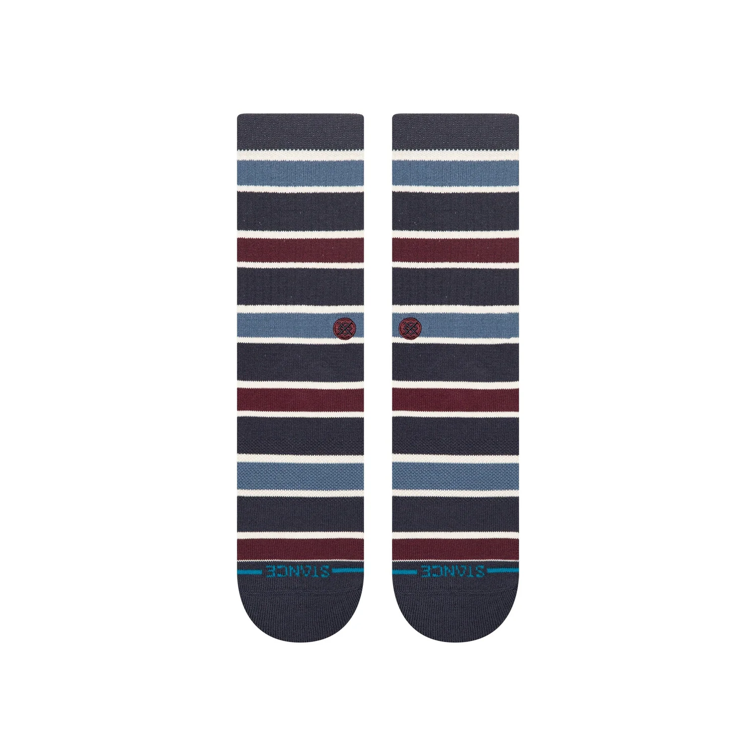 Chaussettes, rayures, bleu marine, rayures bordeaux, maille côtelée