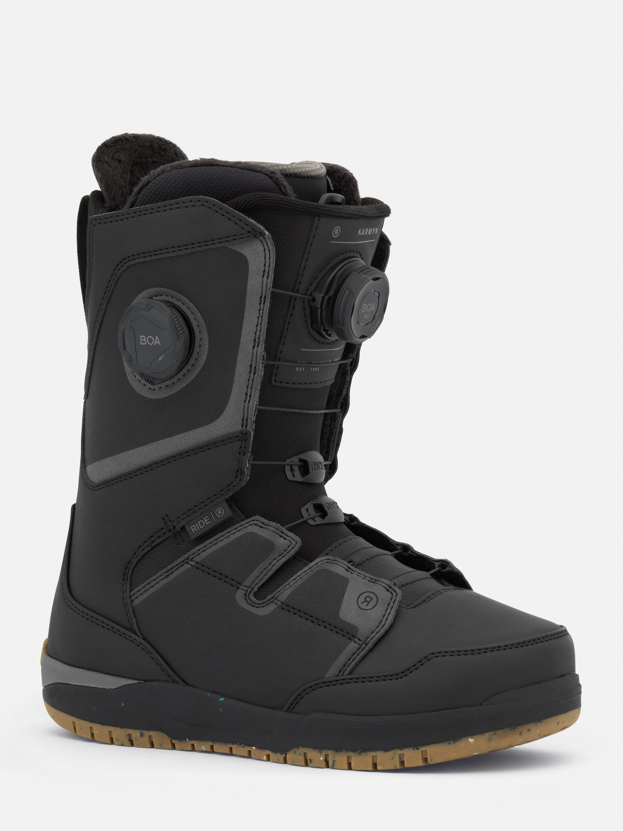 Karmyn Zonal Chaussures de snowboard, système BOA, sangles à boucles, noir, semelle en caoutchouc
