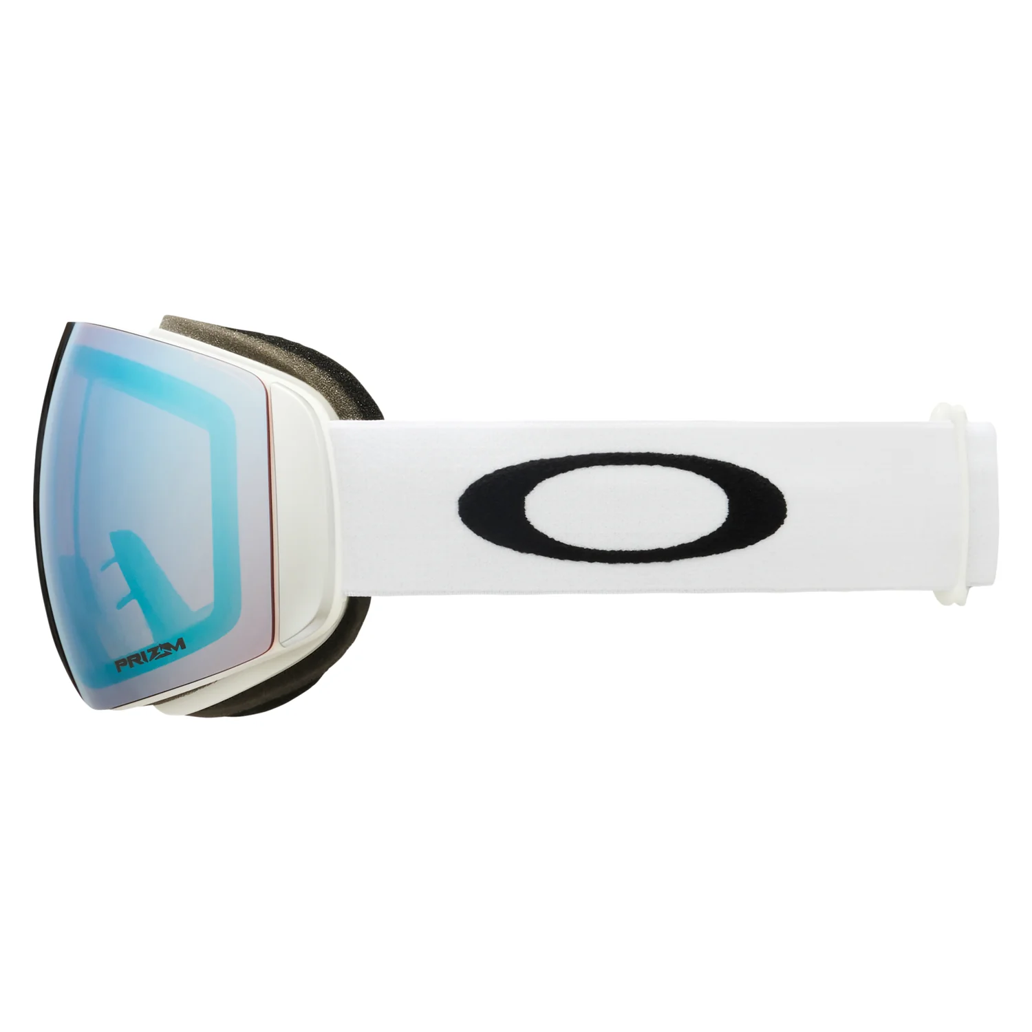 Flight Deck M - Matte Wht Lunettes de ski, verres miroirs bleus, cordon blanc, rembourrage en mousse, logo ovale