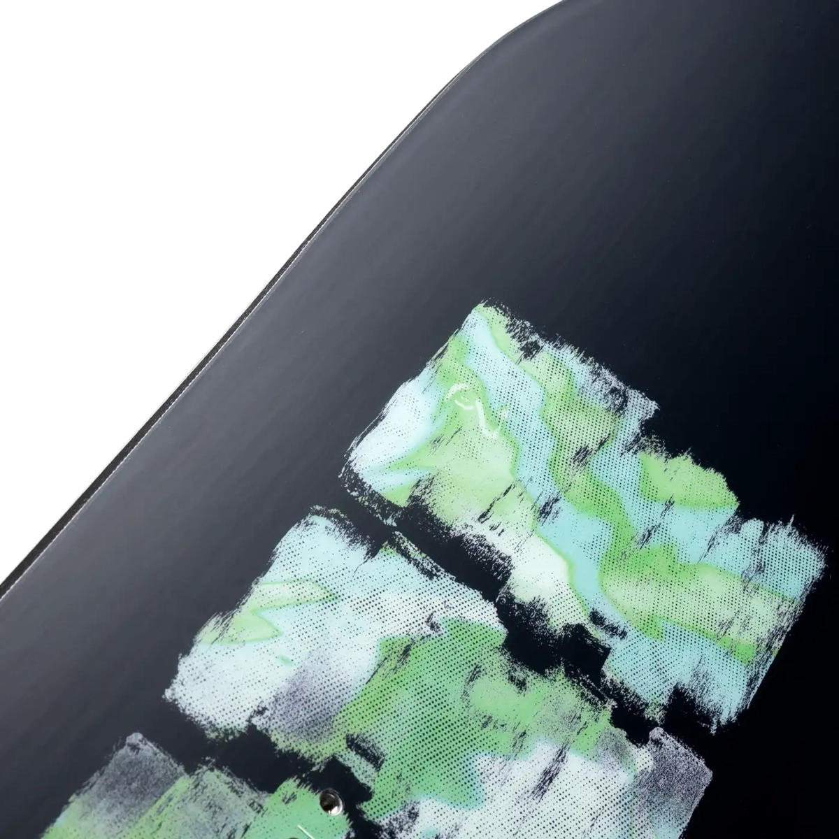 Planche de surf, œuvre d'art, motif abstrait, surface brillante, touches bleu-vert, snowboard, graphisme, motif, sombre, vert