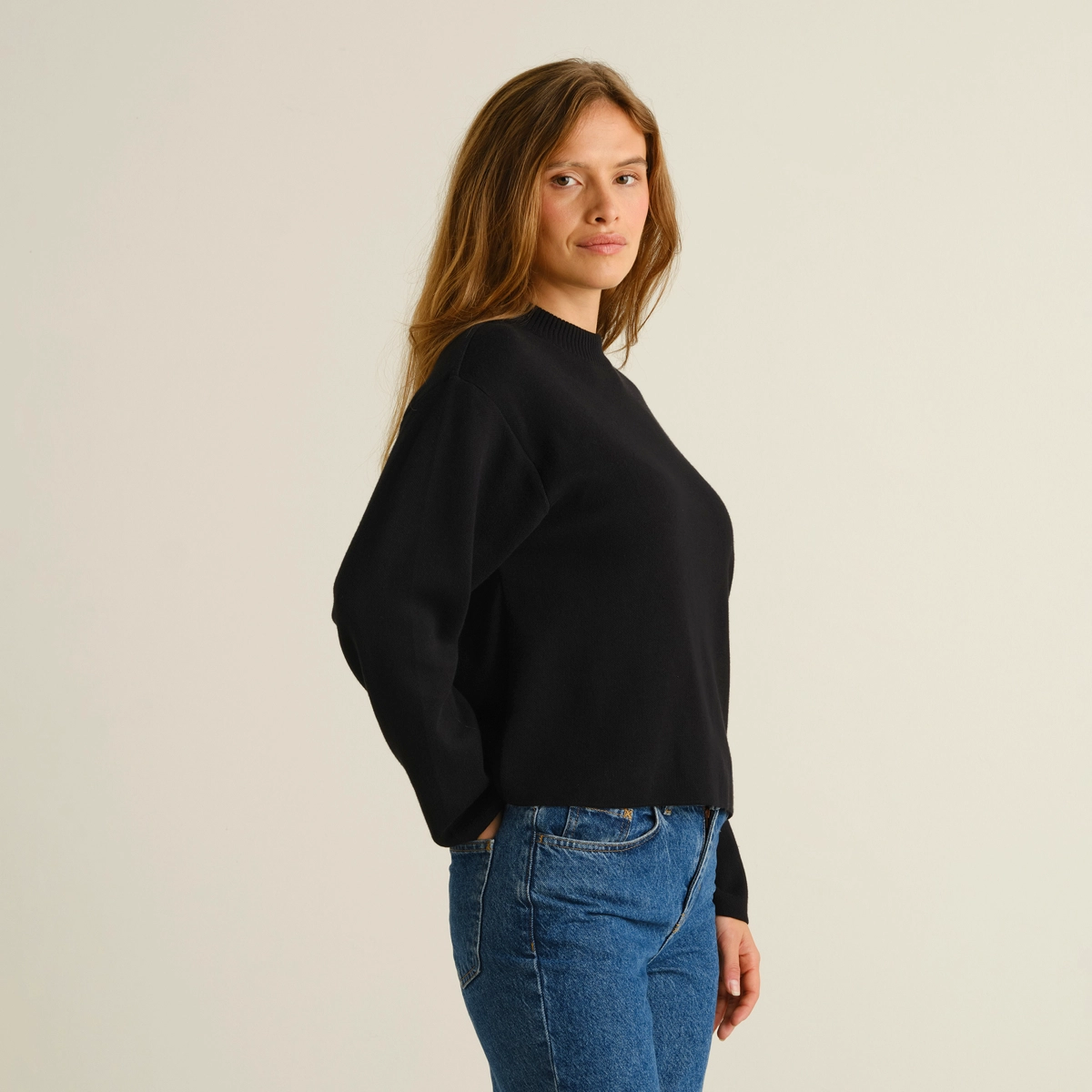 schwarzes sweatshirt, pullover, rundhals, langarm, mantelunglänzend, Pullover, Schwarz, Pullover, Hoodie?, Langarm?, Rundhals