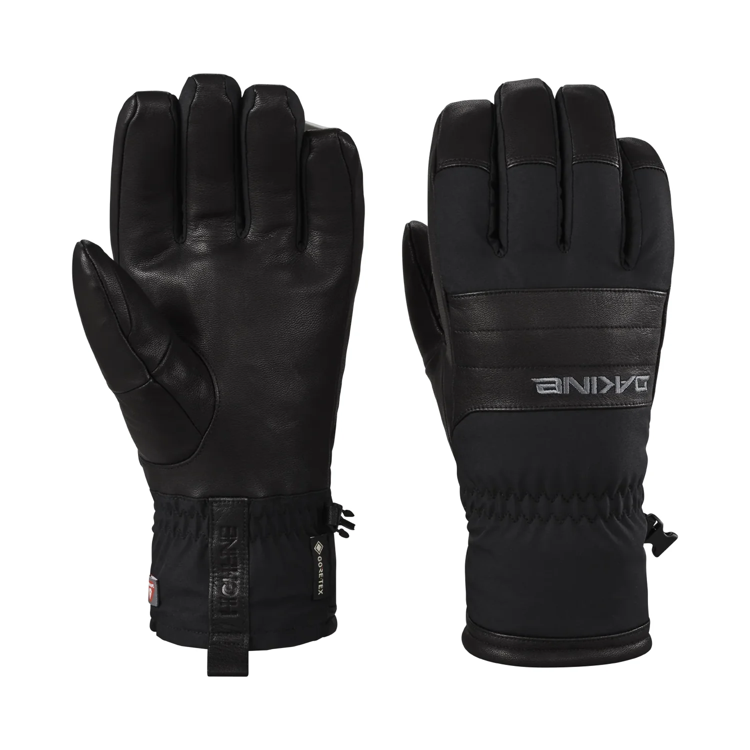 Gants de ski, noirs, en cuir, GORE-TEX, poignet réglable