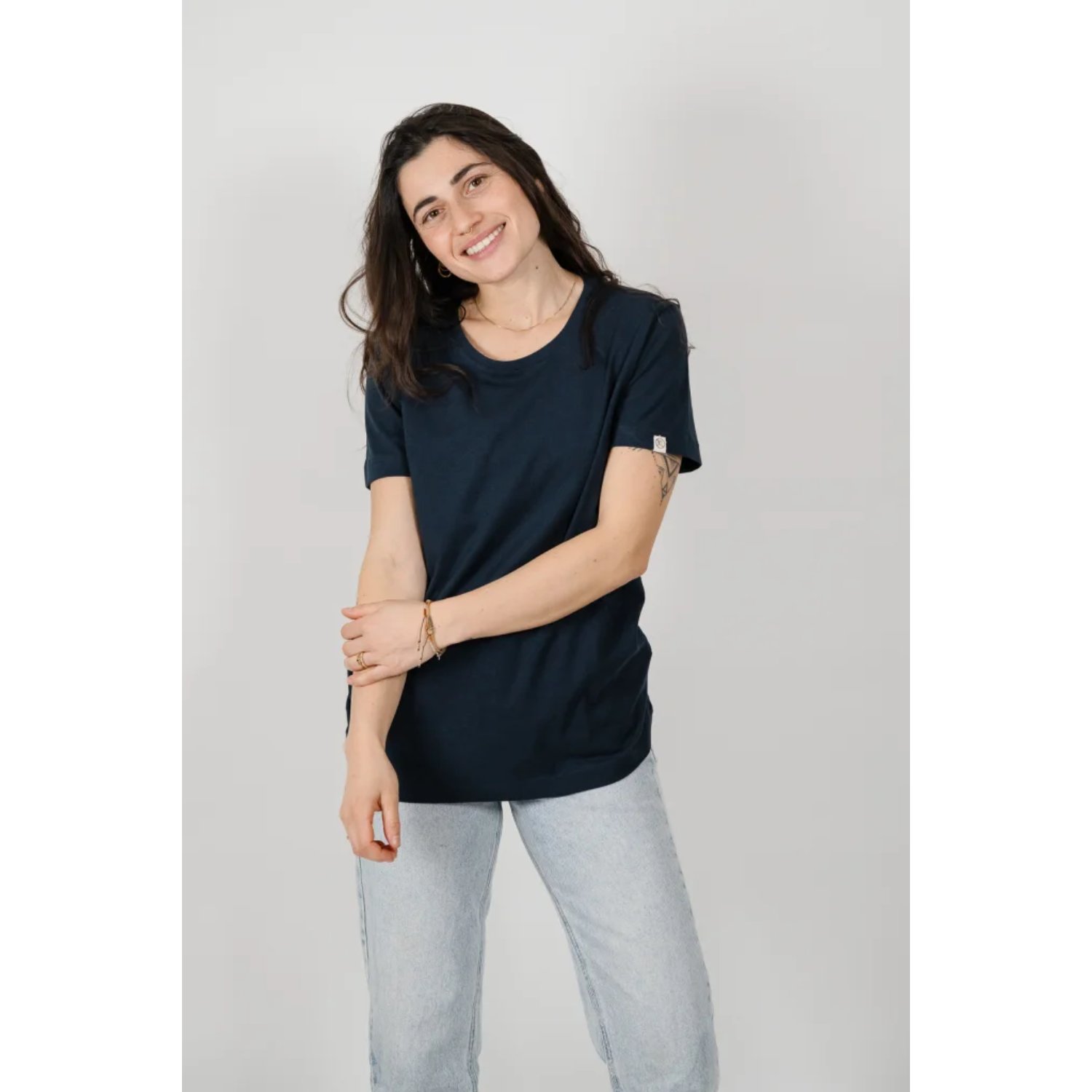 Basic Luisa T-Shirt T-Shirt, Kurzarm, Dunkelblau, Einfaches Design, Casual Fit