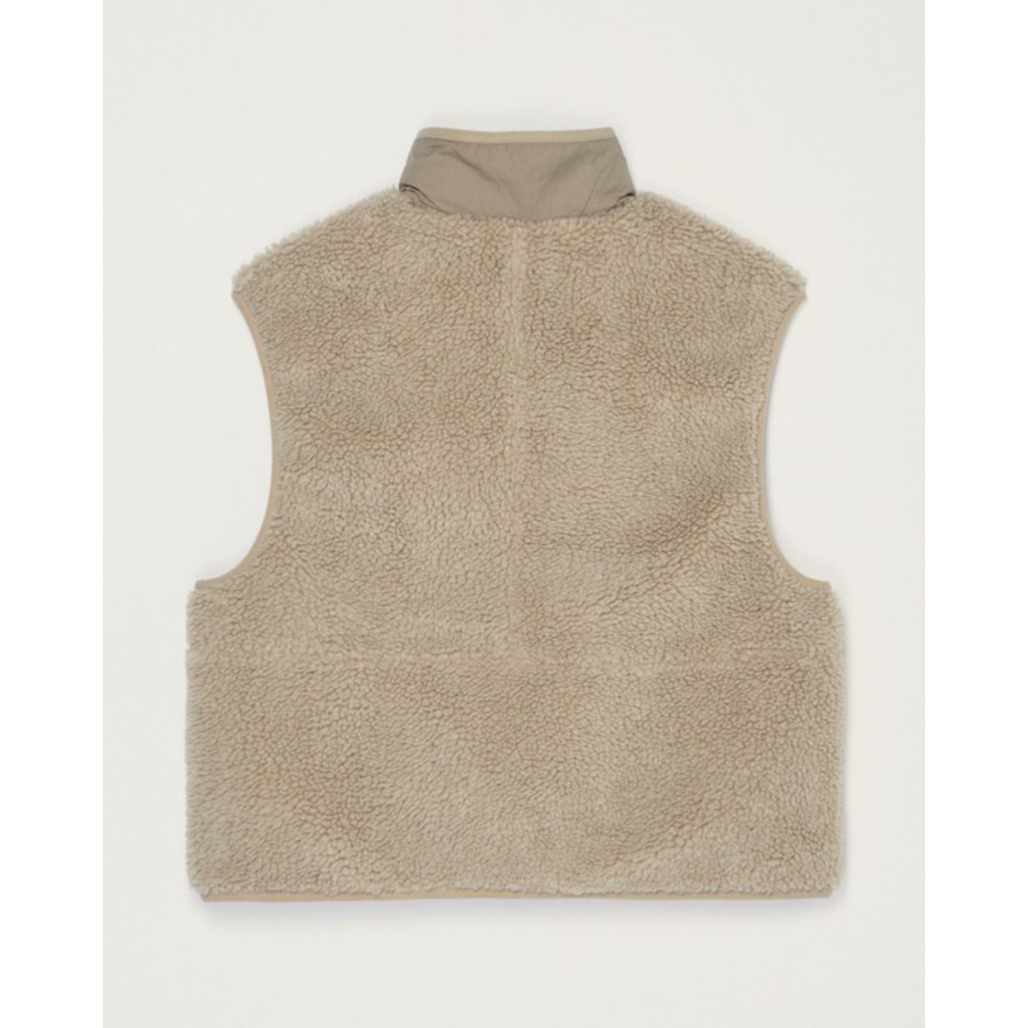 Fleece-Weste, Sherpa, Beige, Ärmlos, Stehkragen