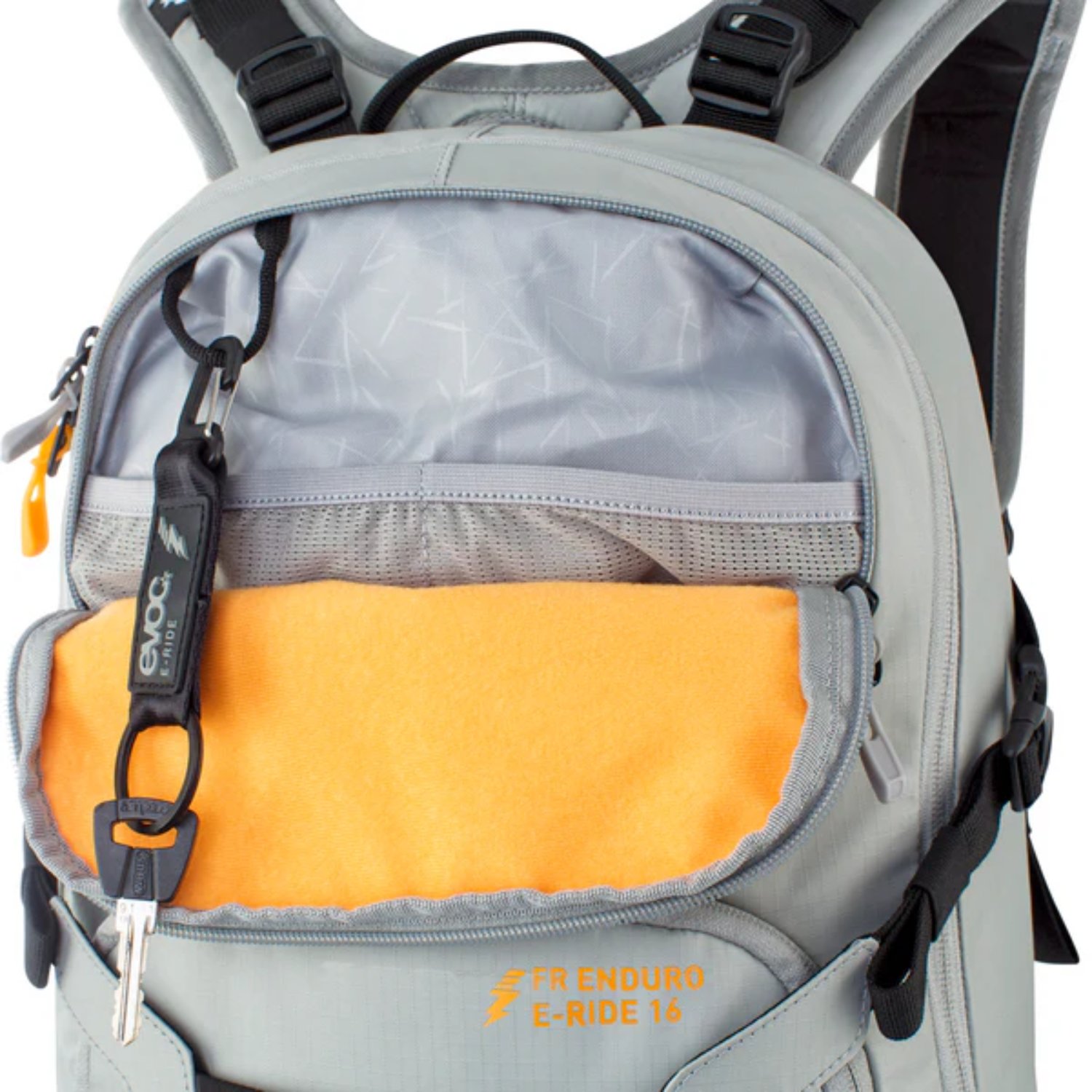 FR Enduro E-Ride 16L Backpack Sac à dos, sac à dos, polaire orange, poche porte-bouteille, bretelles