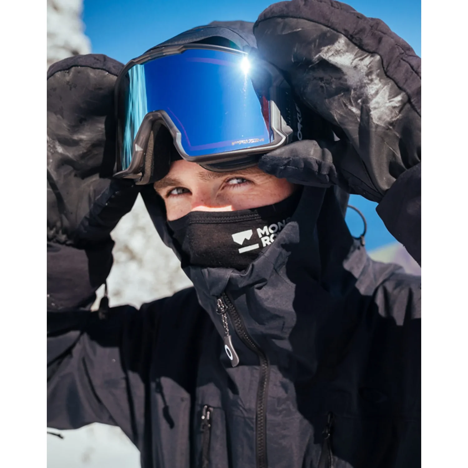 Santa Rosa Balaclava Skibrille, verspiegelte Scheibe, blaues Glas, Schneebrille, Rahmenlos