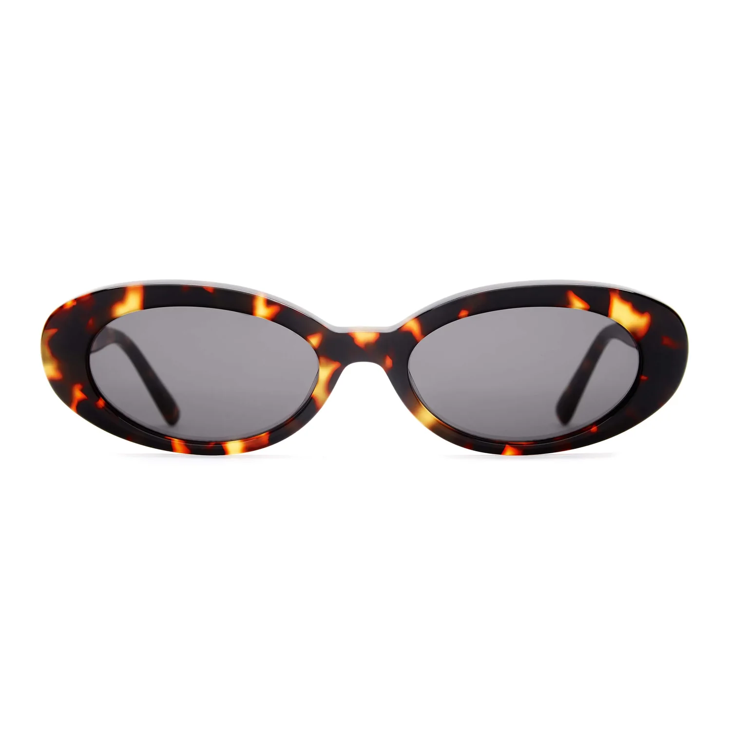 Sonnenbrille, ovale Gläser, dunkle Gläser, Havanna-Muster, Kunststoffgestell