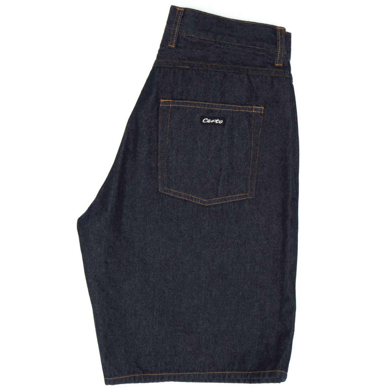 Denim, short, jean, poche arrière, bleu foncé