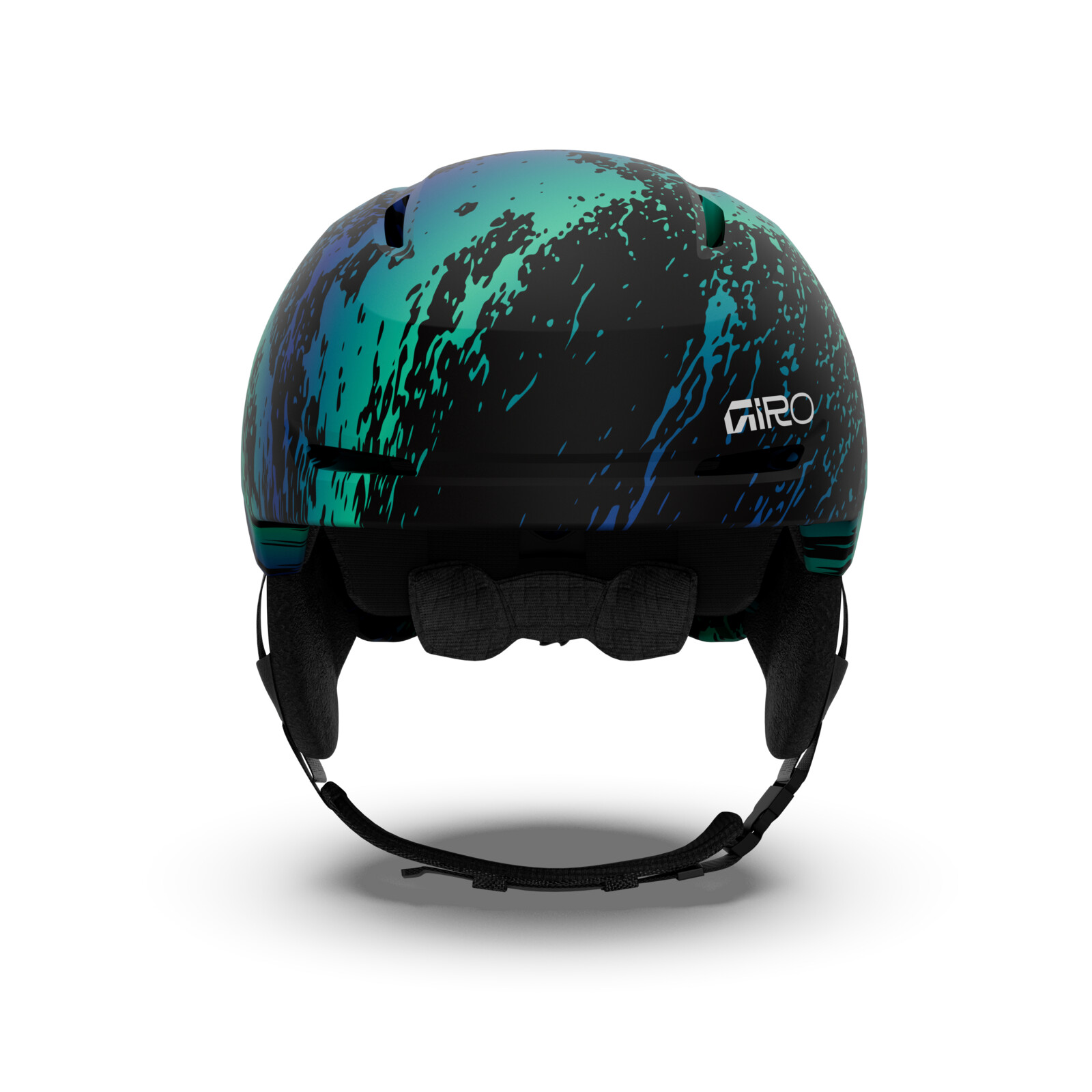 Bonnet de ski, casque, motif abstrait, bleu sarcelle et noir, sangle réglable