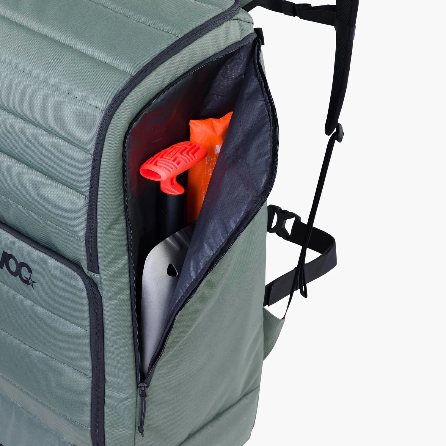 Gear Backpack 90 Sac à dos, sacoche de vélo, couleur vert sauge, poche latérale zippée, rembourré