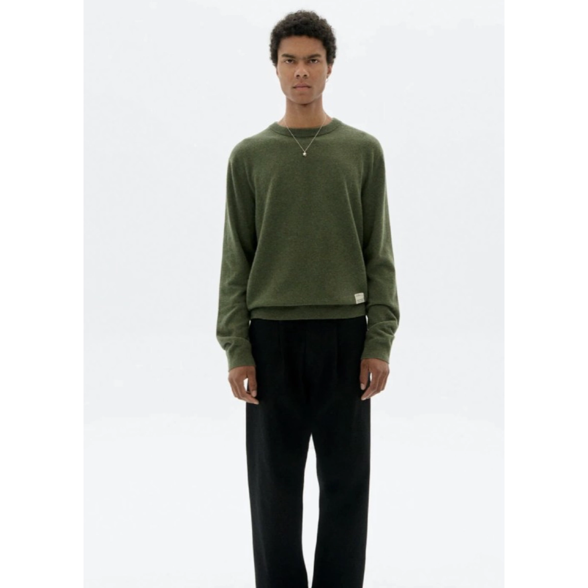 Sweat-shirt, vert, manches longues, en maille, décontracté