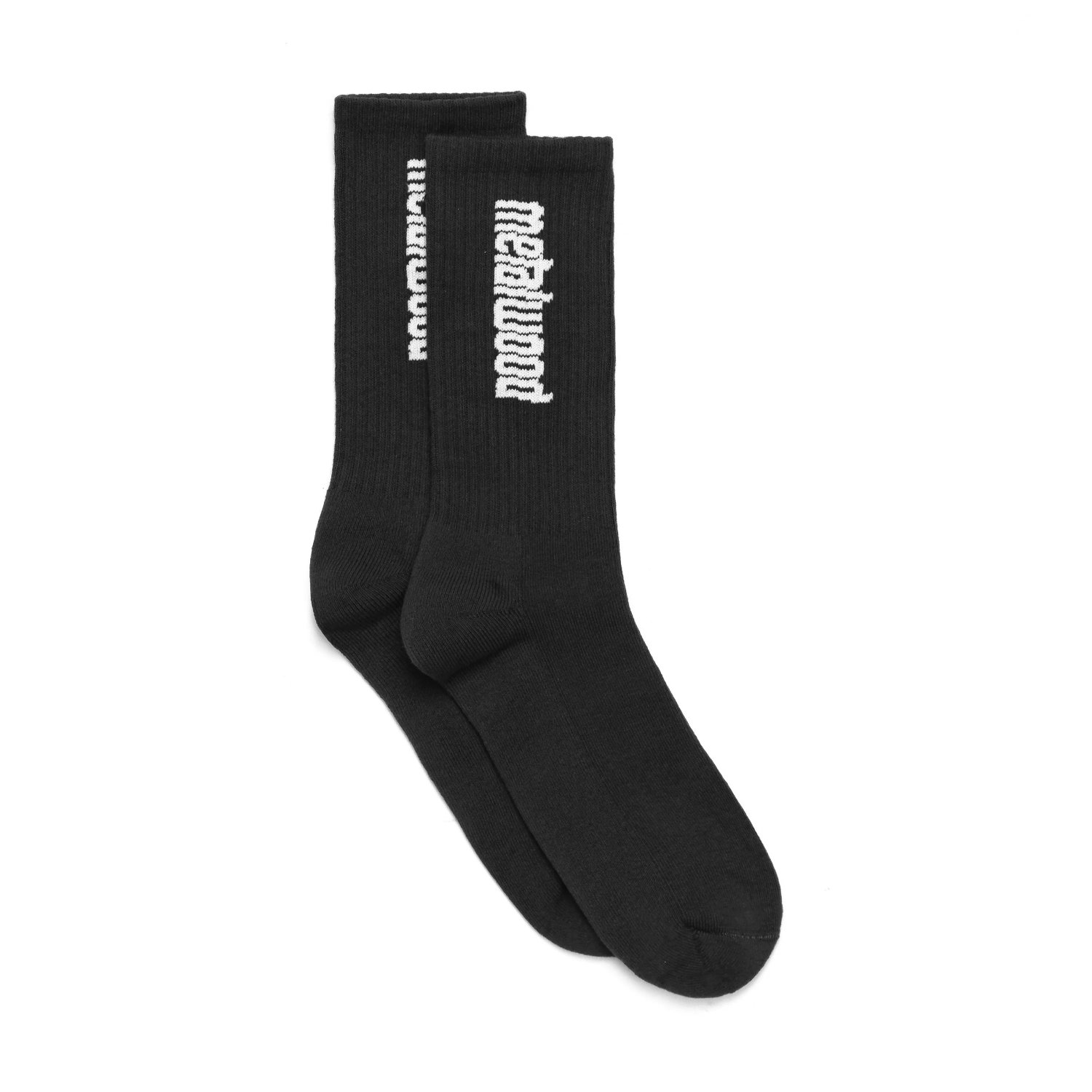 Metal Logo Crew Sock Chaussettes, tricot, noir, maille côtelée, logo en texte