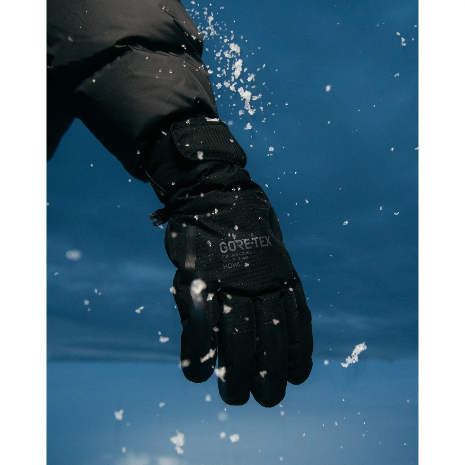 Helm Gore-Tex Glove Gore-Tex, gants d'hiver, noirs, isolants, gants de plein air, gants de ski, noirs, GORE-TEX, imperméables, manchette réglable