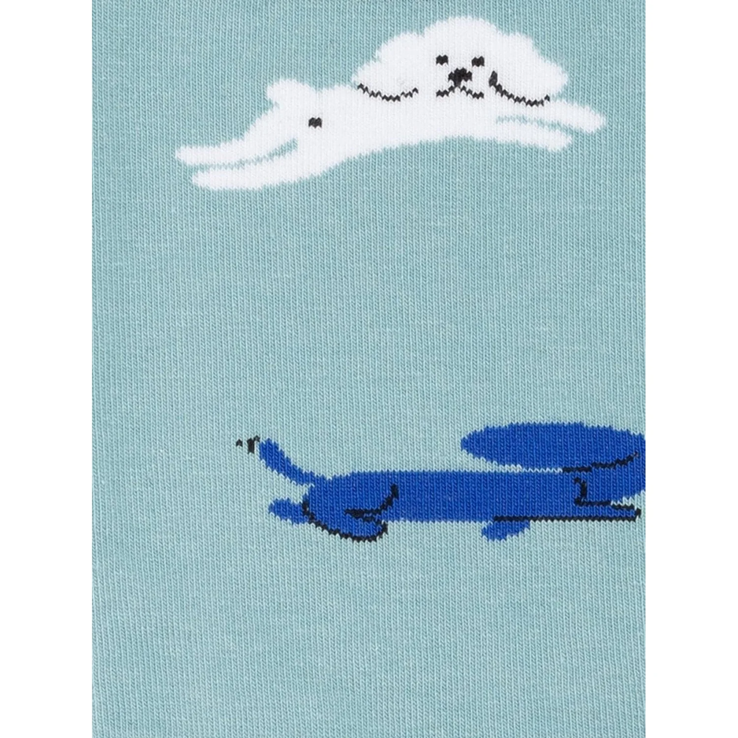 Pawesome Crew Tissu tricoté, turquoise, motif baleine, motif nuages