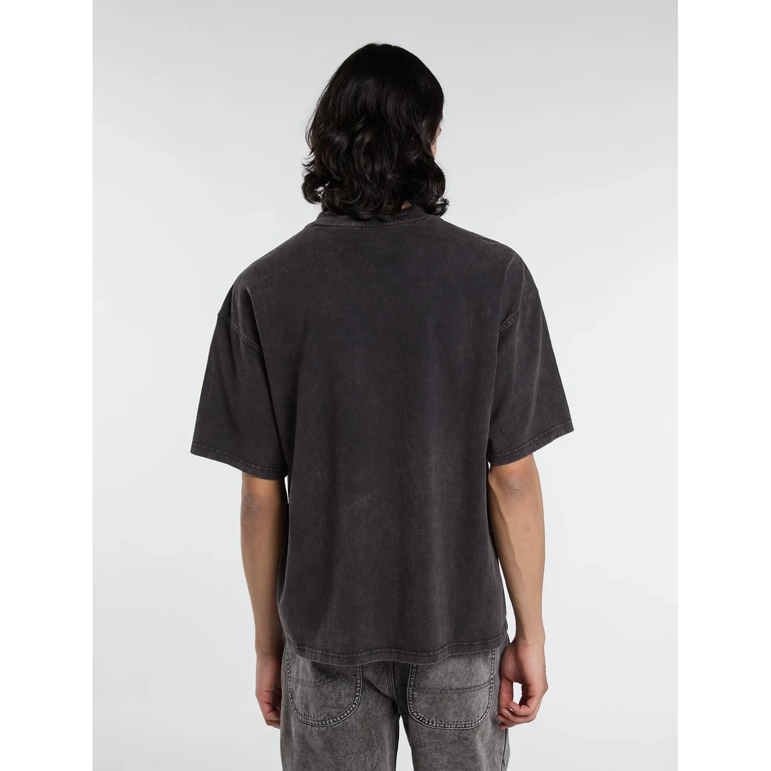 T-Shirt, Kurzarm, Anthrazit, Übergroßer Schnitt, Gewaschene Optik