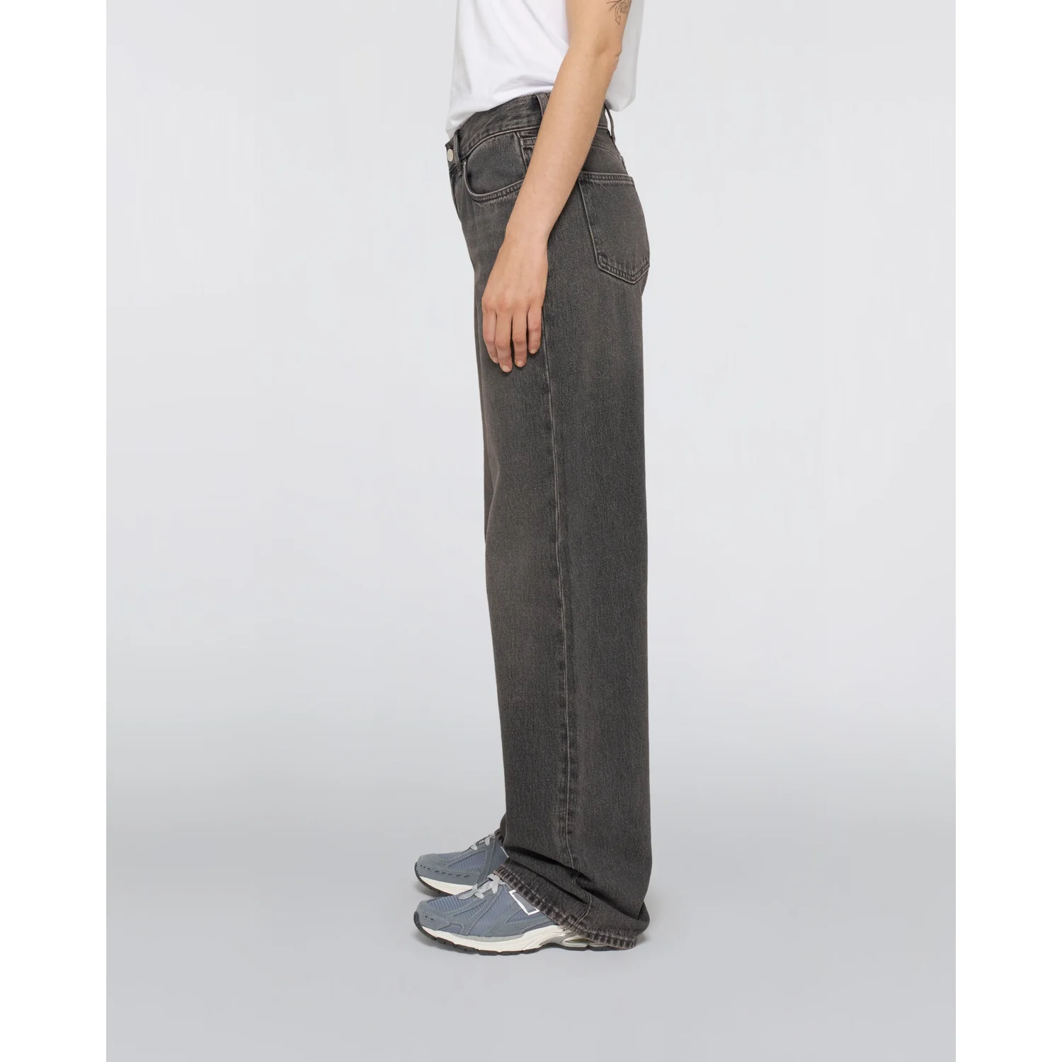 W' Lexie Pant Jeans, Dunkelgrau, Weit geschnitten, Gerades Bein, Denim