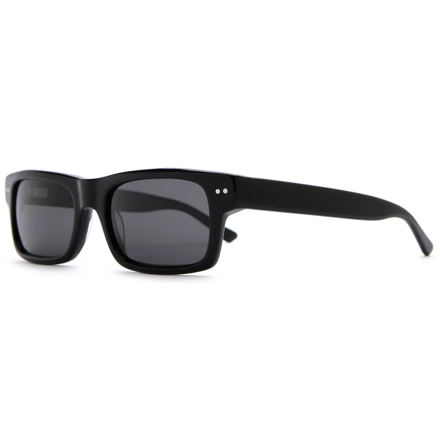 Sonnenbrille, schwarzer Kunststoff, dunkle Gläser, rechteckige Fassung