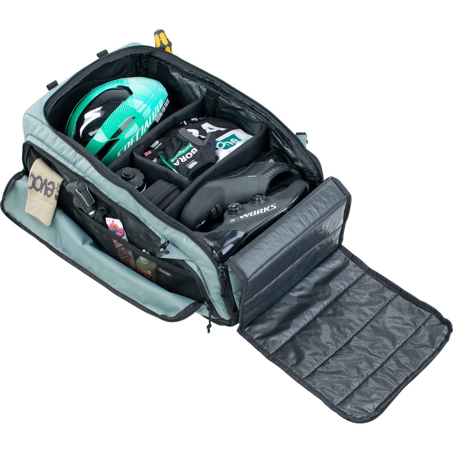 Gear Bag 55L Sac à dos vélo, sac à dos, compartiment pour casque, compartiment principal, organiseur