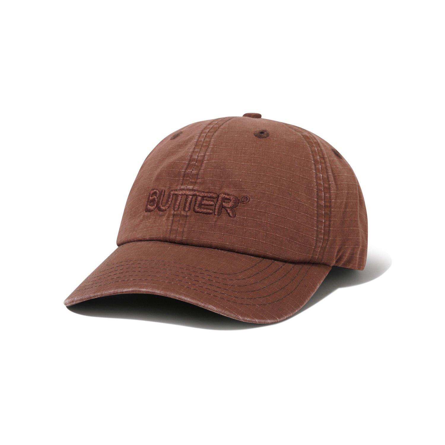 Ripstop Rounded Logo 6P Casquette de baseball, velours côtelé, marron, brodée, casquette non structurée