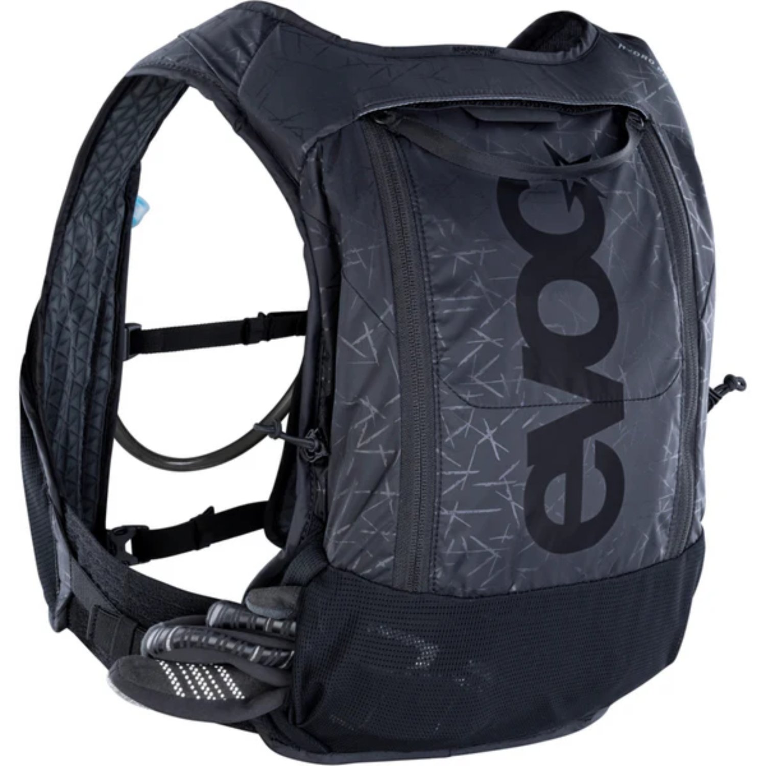Hydro Pro 6L + 1.5L Bladder Rucksack, Wanderrucksack, Schwarz, Reißverschluss, Mesh-Tasche